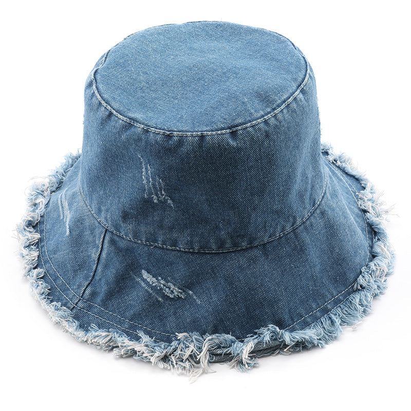Solid Color Washed Ripped Bucket Hat