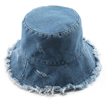 Solid Color Washed Ripped Bucket Hat