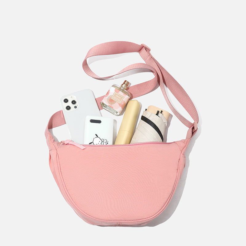 Solid Color Portable Nylon Shoulder Bag