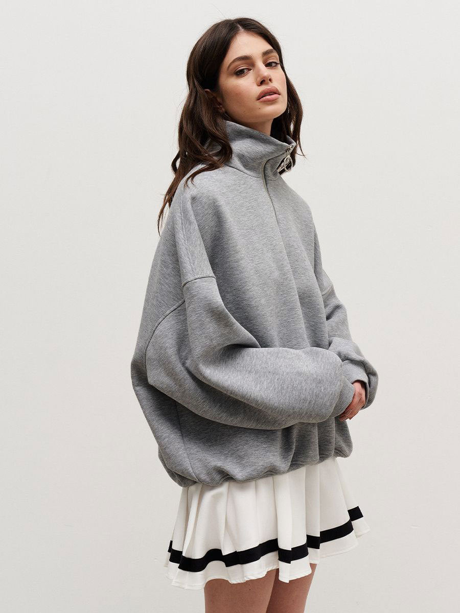 Loose Lapel Zipper Hoodie
