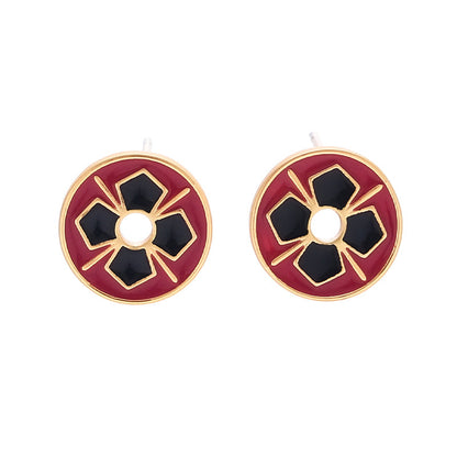 Vintage Geometric Floral Stud Earrings