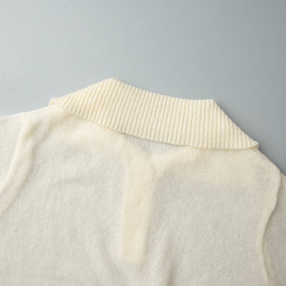 Simple Puff Sleeve Pullover Solid Knit Top