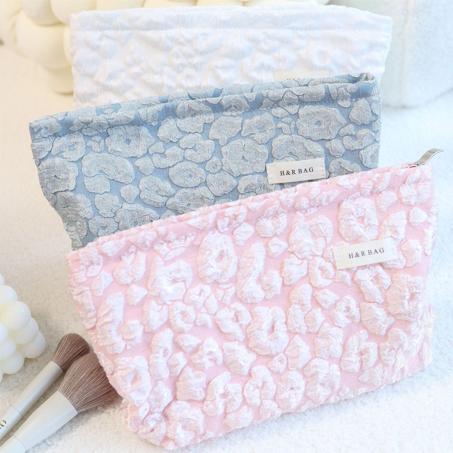 Floral Jacquard Simple Cloudy Cosmetic Bag