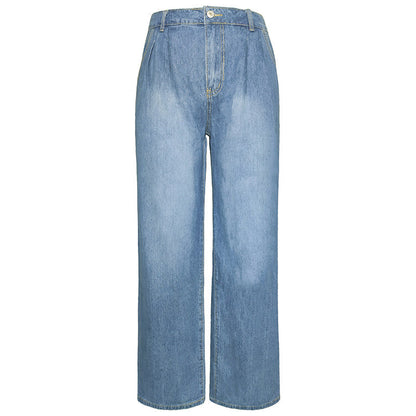 Casual High Waist Wide Leg Denim Jeans