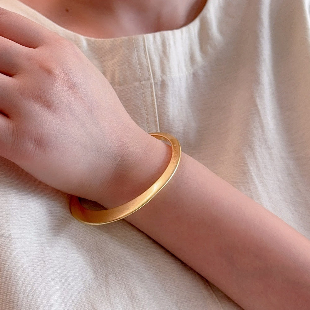 Minimalist Matte Irregular Round Bangle Bracelet