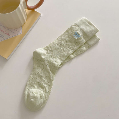 Embroideried Bow Breathable Thin Socks