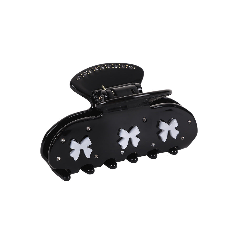 Elegant Black Rhinestone Acetate Hair Claw