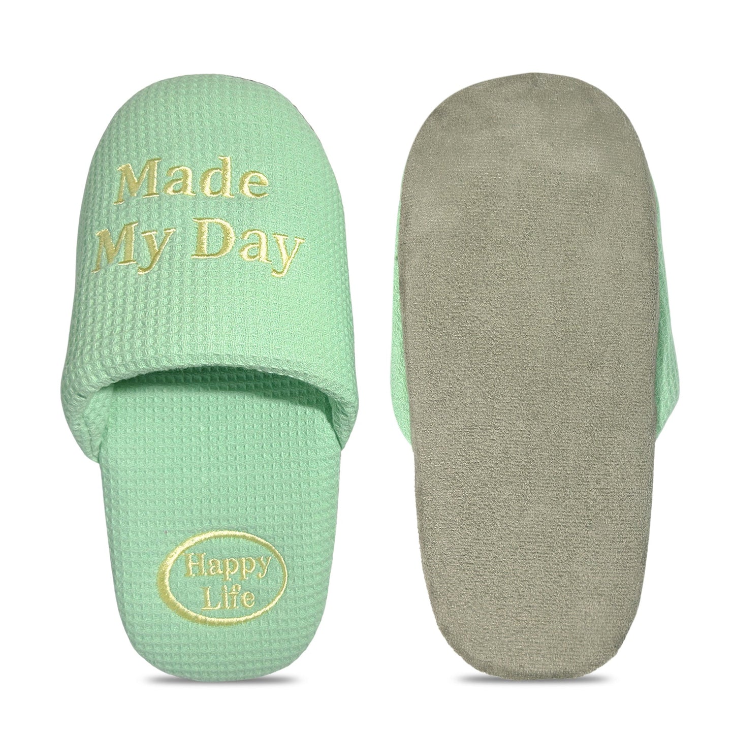 Soft Letter Embroidered Waffle Indoor Slippers