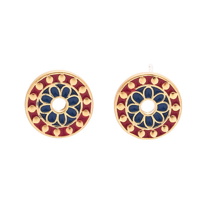 Vintage Geometric Floral Stud Earrings