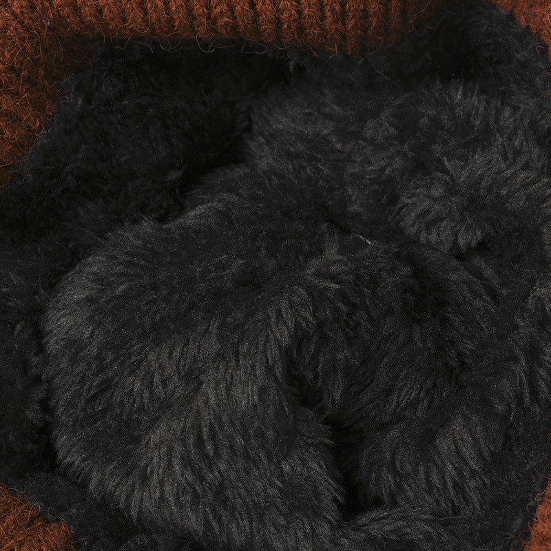 Contrast Color Simple Casual Knit Pom Beanie