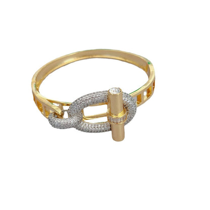 Elagant OT Buckle Zircon Studded Wrap Bracelet
