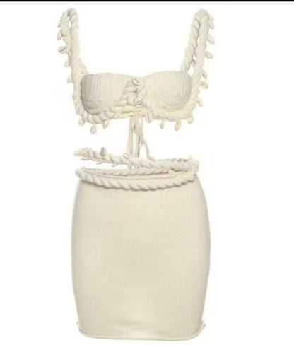 Sexy Shell Bikini Mini Skirt Knit Sets