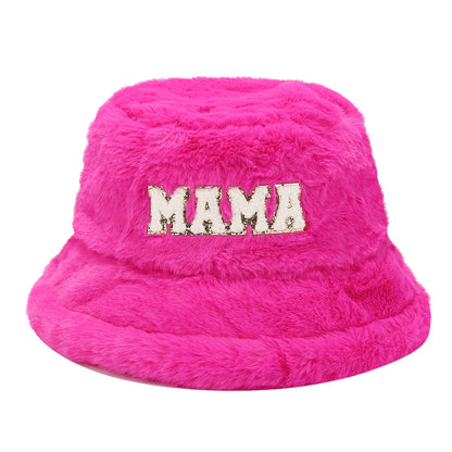 Soft Fuzzy Embroidered Winter Bucket Hat