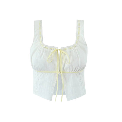 White Lace String Tie Flounce Sweet Set