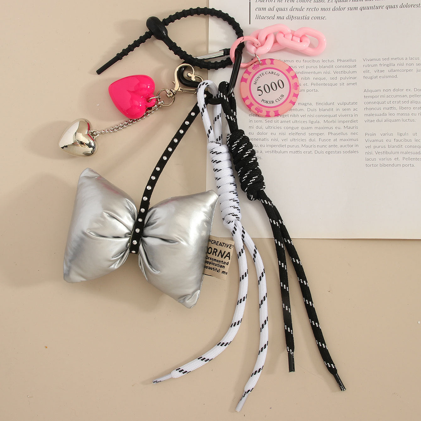 Bow Love Rope Braided Bag Charms