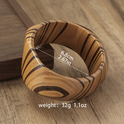 Vintage Irregular Stripe Wooden Bracelets