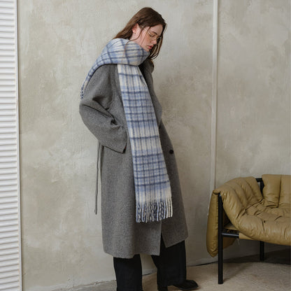 Plaid Color Block Mohair Warm Scarve