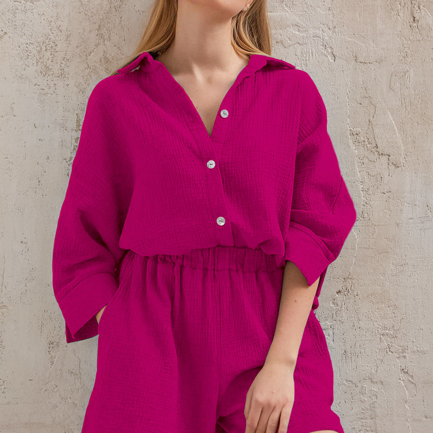 Solid Color Casual Sleepwear Sets