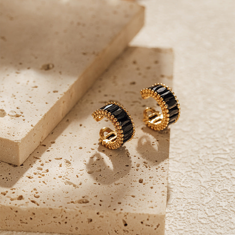 Vintage Elegant Zircon Clip Earrings