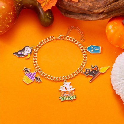 Cute Pumpkin Ghost Halloween Charm Bracelet