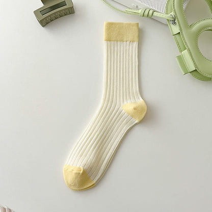 Color Block Ribbed Thin Socks