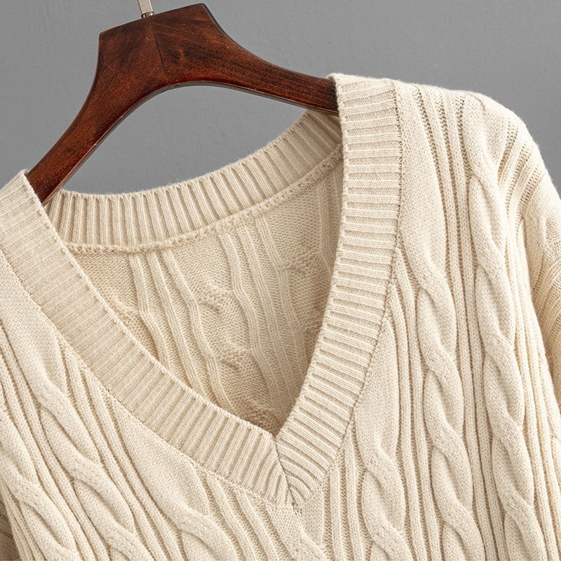 2+ Loose Twist V-Neck Knit Sets