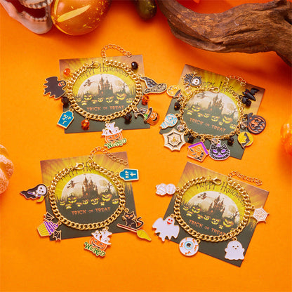 Cute Pumpkin Ghost Halloween Charm Bracelet