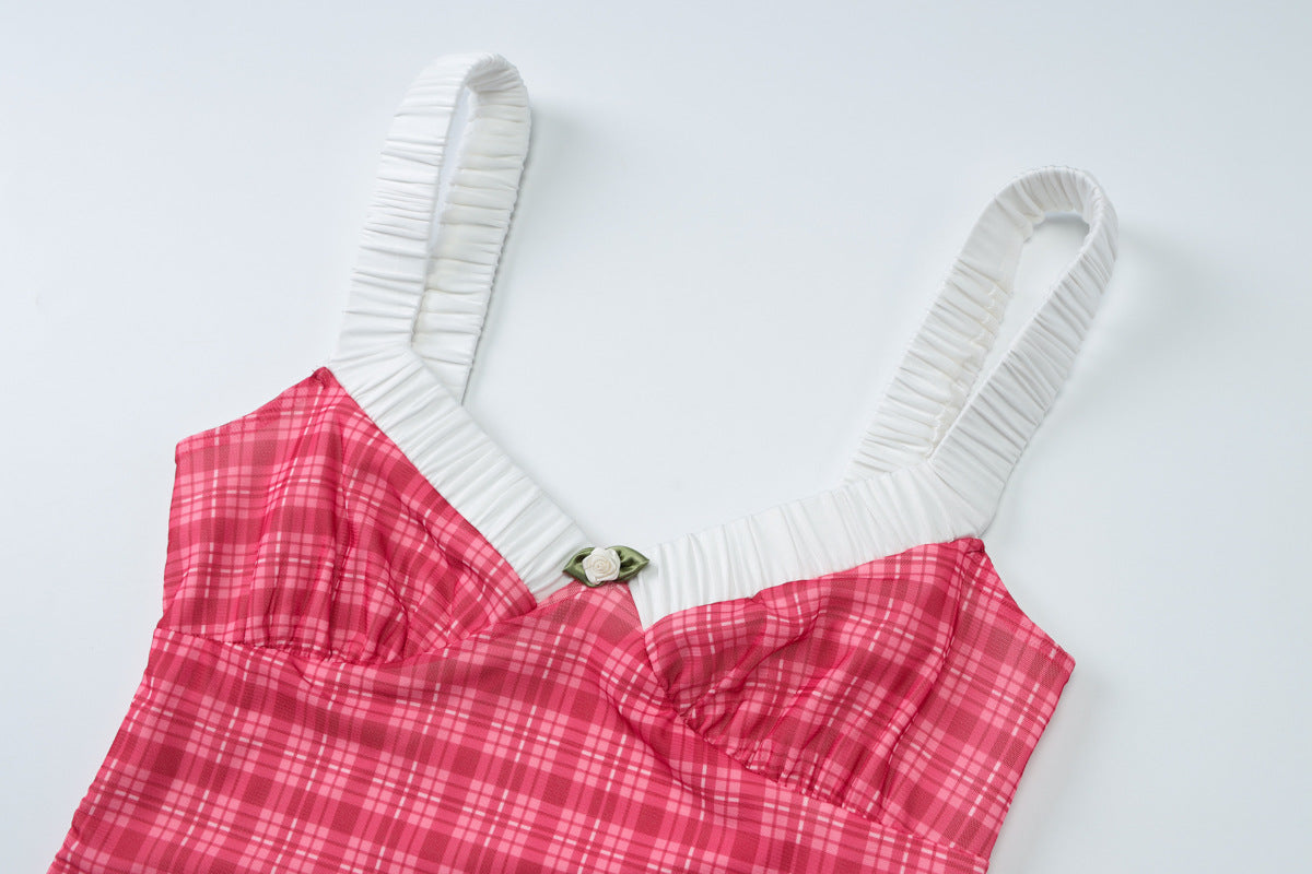 Color Block Pleated Sleeveless Vest Shorts Set