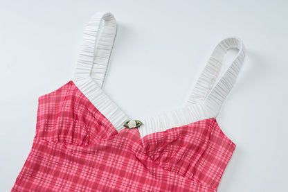 Color Block Pleated Sleeveless Vest Shorts Set