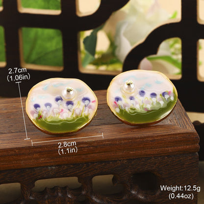 Vintage Floral Pearl Stud Earrings