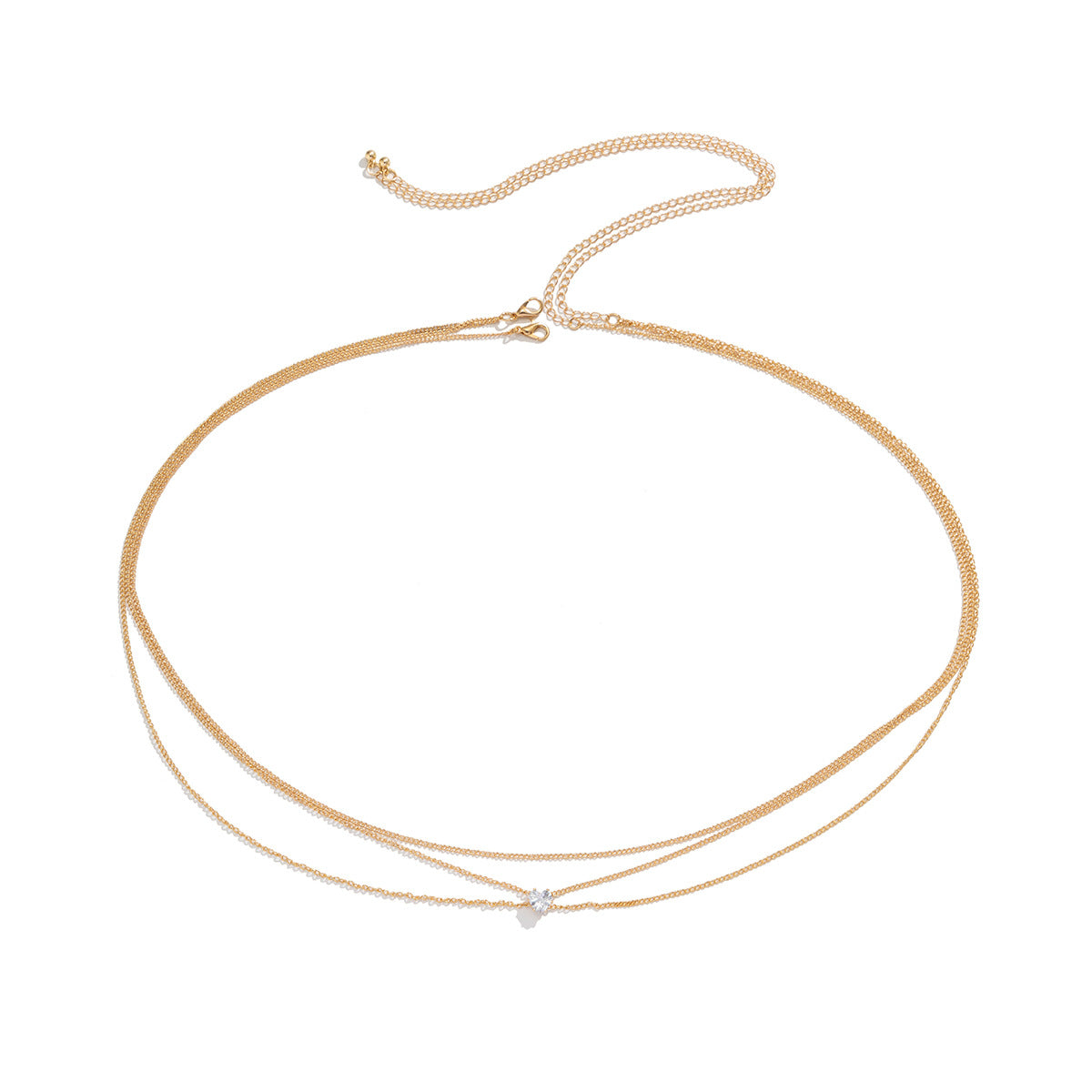 Simple Rhinestone Heart Waist Chain