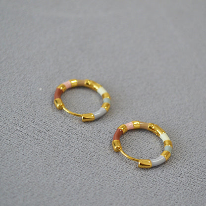 Simple Colourful Gold Plated Enamel Hoop Earrings