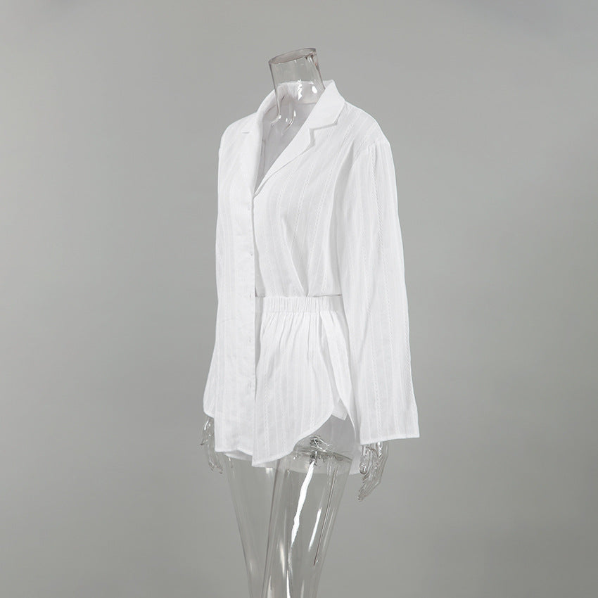 Stripe Jacquard Soft Sleepwear Sets