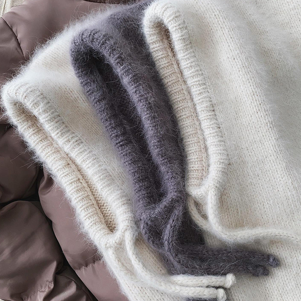 Solid Color Simple Sweet Plushed Hat Scarve