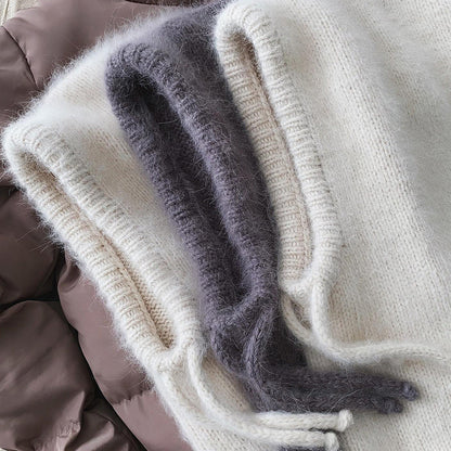 Solid Color Simple Sweet Plushed Hat Scarve