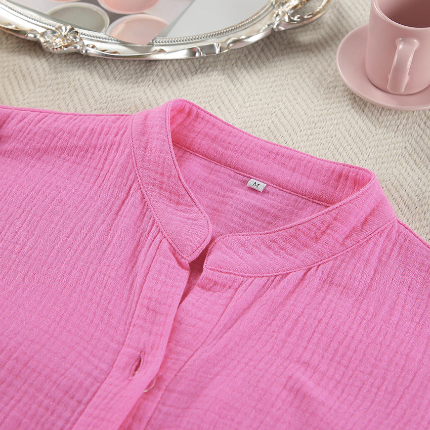 2 Pcs Casual Cardigan Shorts Lounge Pajamas Set