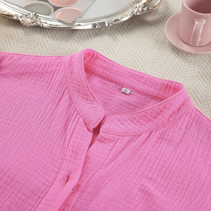 2 Pcs Casual Cardigan Shorts Lounge Pajamas Set