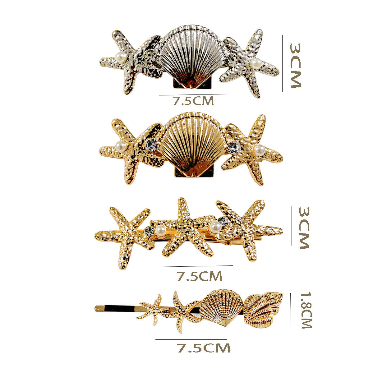Trendy Pearl Starfish Rhinestone Hair Claw