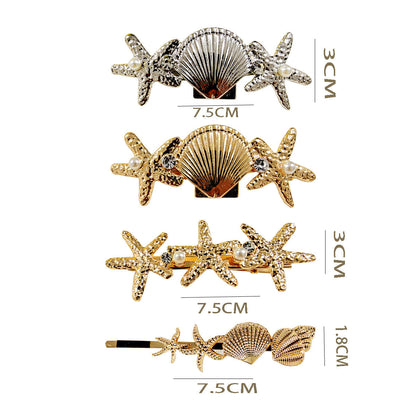 Trendy Pearl Starfish Rhinestone Hair Claw