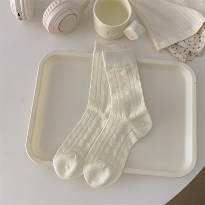 Solid Color Bow Hollow Mesh Thin Socks