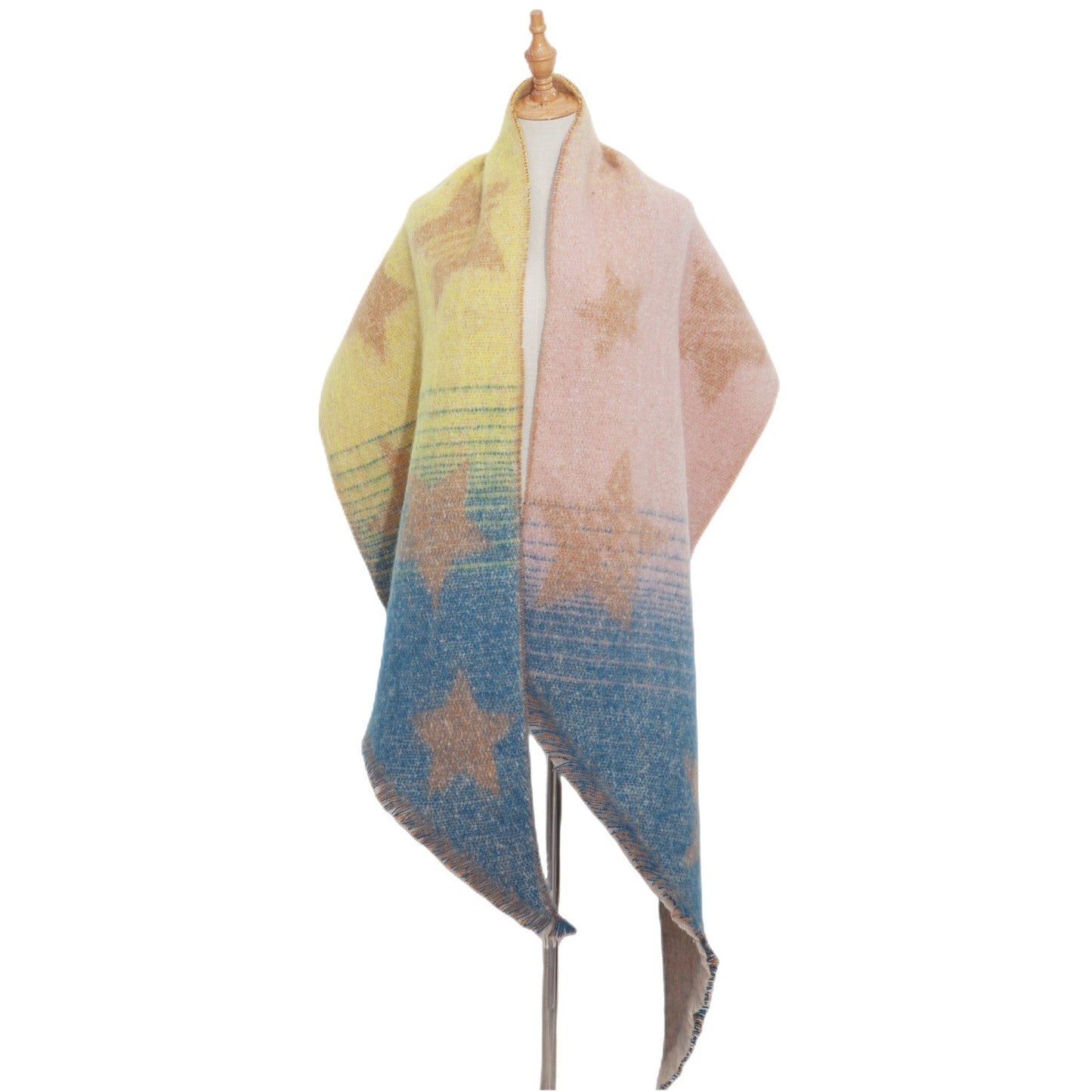 Contrast Color Star Print Scarves