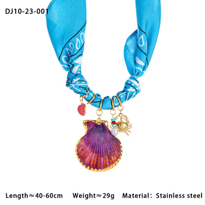 Cute Heart Pendant Colorful Scarf Necklace