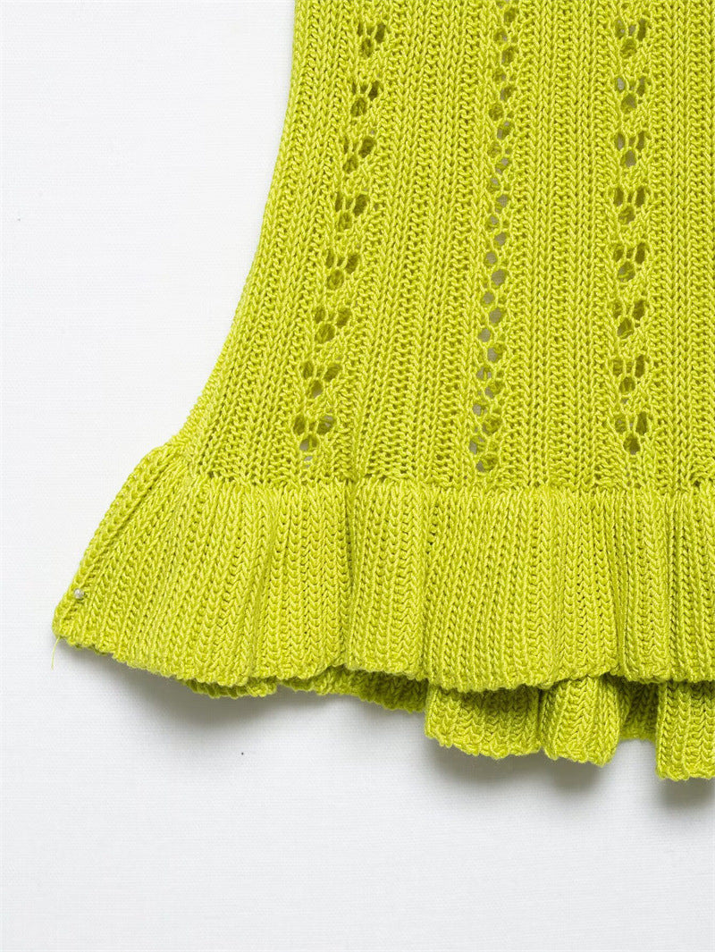 Sexy Solid Color Jacquard Knit Cami Top