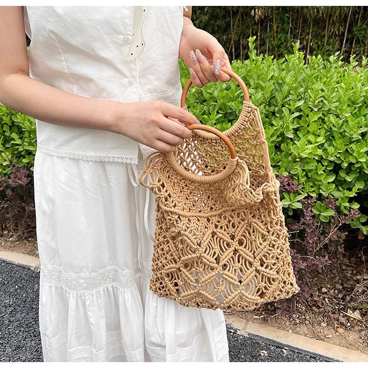 Handmade Woven Hollow Out Beach Handbag