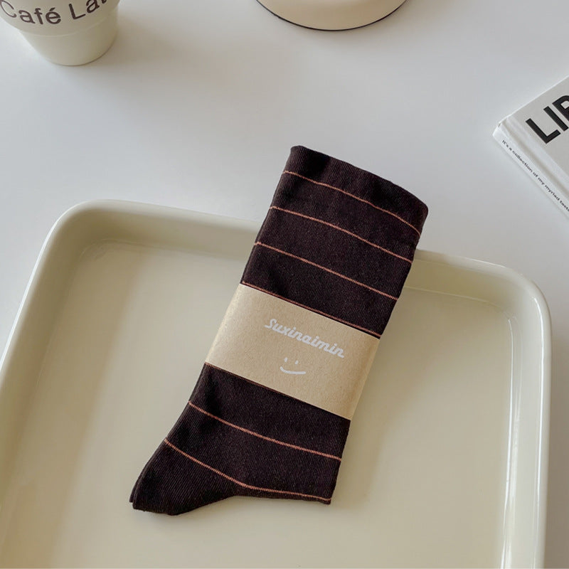 Simple Striped Soft Cotton Socks