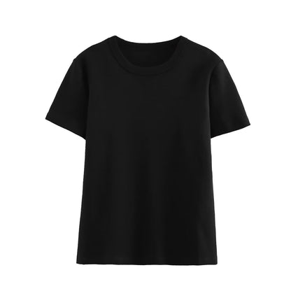 Simple Solid Color Round Neck T-Shirt