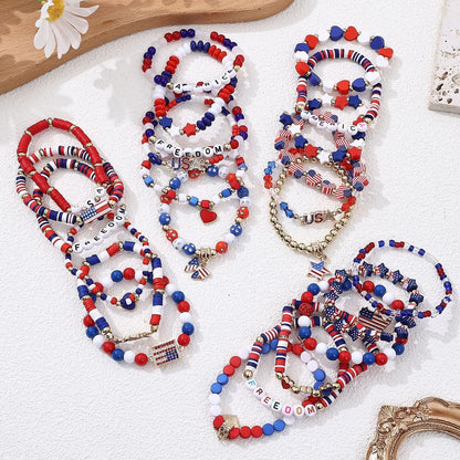 American Flag Multi-Layered Beaded Bracelet