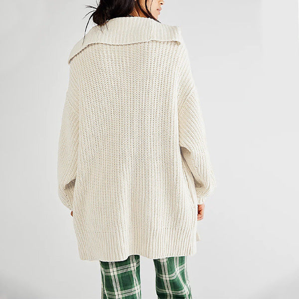 Lapel Loose Button Sweater Cardigan