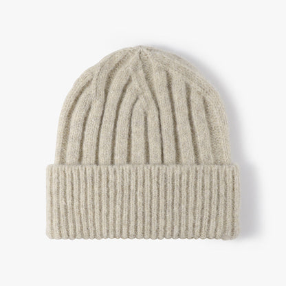 Fuzzy Ribbed Beanie Knitted Warm Winter Hat