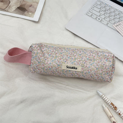 Simple Flower Print Makeup Pencil Pouch